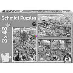Puzzle - Farm s tanyavilg, 3 x 48 db