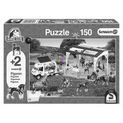 Puzzle - Schleich lovasiskola, 150 db, 2 db ajndk figurval