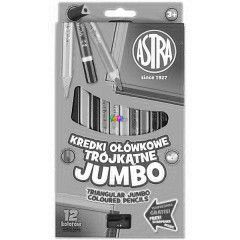 Astra Jumbo - Hromszg alak sznes ceruza hegyezvel, 12 db
