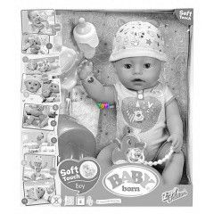 Baby Born - 8 funkciós interaktív baba kék ruhában, fiú