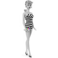 Barbie - 75. vfordul - Szke haj baba fekete-fehr frdruhban