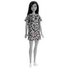 Barbie - Barna haj baba rzsaszn alapon kk szvecsks ruhban