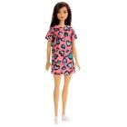 Barbie - Barna haj baba rzsaszn alapon kk szvecsks ruhban