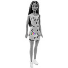 Barbie - Barna haj vkony Barbie baba citromsrga ruhban