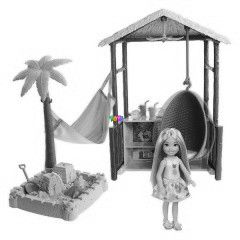Barbie - Chelsea Tiki kunyhja kinetikus homokkal