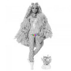 Barbie - Extravagns szke baba rzsaszn kabtban malackornissal