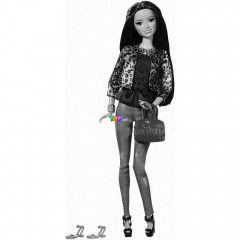 Barbie - Fashionista bartnk - Raquelle luxus divatbaba, leoprdmints kabtban