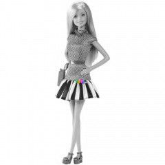 Barbie - Fashionistas baba cskos szoknyban, rzsaszn tskval