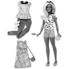 Barbie Fashionistas - Barna br, alacsony lny parti ruhban