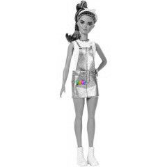 Barbie Fashionistas - Barna haj Barbie, ezst ruhban