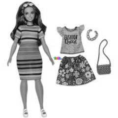 Barbie Fashionistas - Barna haj molett Barbie, cskos ruhban