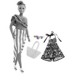 Barbie Fashionistas - Barna haj molett Barbie, kt-darabos ruhaszettel