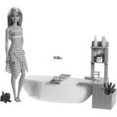 Barbie - Frdszobaszett babval s frdsval