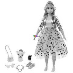 Barbie - Hercegn kaland - Rzsaszn haj molett baba kiscicval