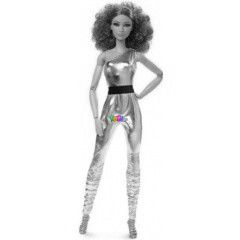 Barbie Looks - Fekete-ezst kollekci - Vrs haj baba overallban