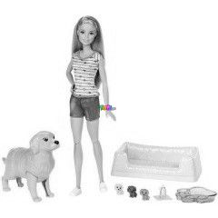Barbie - Szke haj Barbie jszltt kutyusokkal