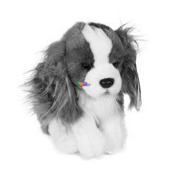 Barna-fehr l spniel kutya 28 cm-es plssfigura