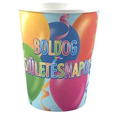 Boldog szletsnapot feliratos, 6 darabos paprpohr, 250 ml