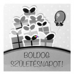 Boldog szletsnapot dvzllap bortkkal - ngyzetes, ajndkos