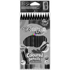 Colorino Kids - Fekete hromszglet sznes ceruzk hegyezvel, 12 db