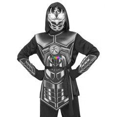 Cyber ninja jelmez, 140 cm, fekete-kk