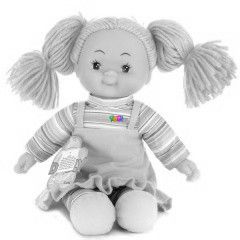 Dolly baba - 38 cm, rzsaszn cskos ruhban