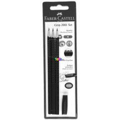 Faber-Castell - Grip 2001 hromszglet grafitceruza szett, piros, 3 db