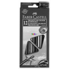 Faber-Castell - Hromszg alak sznes ceruza kszlet ajndk hegyezvel, 12 db-os