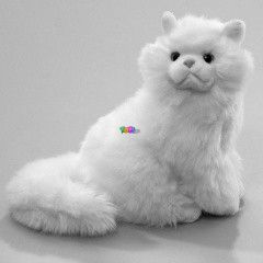 Fehér ülő cica, 28 cm