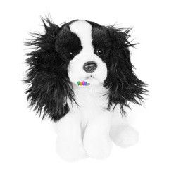 Fekete-fehér ülő spániel kutya, 28 cm