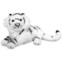 Fekv fehr tigris plssfigura, 25 cm