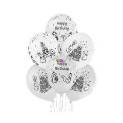 Happy Birthday feliratos llatks lufi csomag, 30 cm, 6 db-os