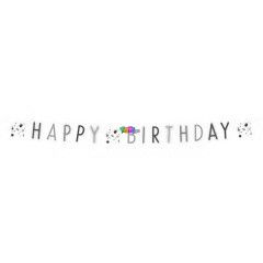 Happy Birthday feliratos konfettis girland, 180 x 13,8 cm