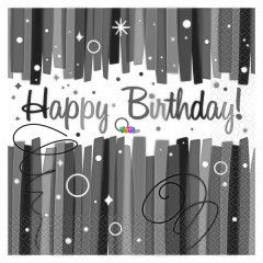 Happy Birthday feliratos szalvta - 16 darabos, sznes