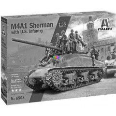 Italeri - M4 Sherman harckocsi makett ragasztval, 1:56