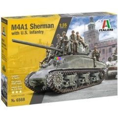 Italeri - M4A1 Sherman with Infantry tank makett, 1:35