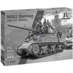 Italeri - M4A1 Sherman with Infantry tank makett, 1:35