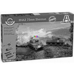 Italeri - M4A3 75 mm Sherman tank makett ragasztval, 1:72