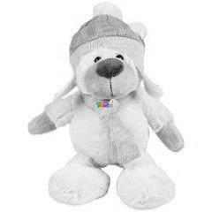 Jegesmedve plssfigura sapkban, 30 cm