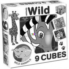 Kocka puzzle - Vadllatok, 9 db