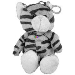Kulcstarts cskos szrke cica plssfigura, 10 cm