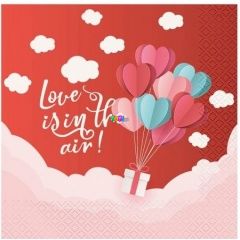Love is in the air szívecskés szalvéta csomag, 33 x 33 cm - 20 db