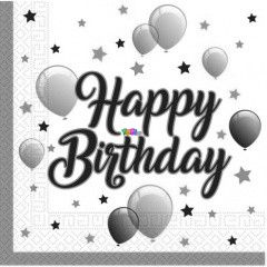 Lufi s csillag mintj paprszalvta Happy Birthday felirattal - 20 db-os
