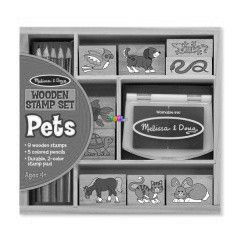 Melissa and Doug - Fa nyomda kszlet ceruzkkal - Kis kedvencek
