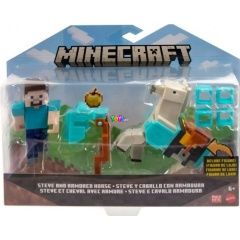 Minecraft - Alap figura kiegészítővel - Steve és páncélozott ló figura