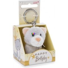 Nici - Cica plüss kulcstartó Happy Birthday feliratú dobozban - 6 cm