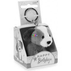 Nici - Kutya plss kulcstart Happy Birthday felirat dobozban - 6 cm