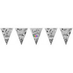 Nyri hangulat zszlfzr Lets party! felirattal, srga-kk - 270 cm