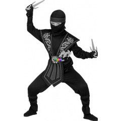 Piros harcos Ninja jelmez fegyverekkel - 140-es mret