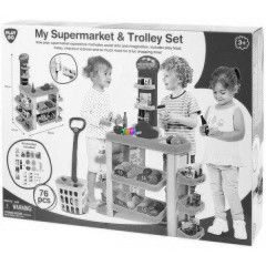 Playgo - Szupermarket kszlet bevsrl kocsival, 76 darabos